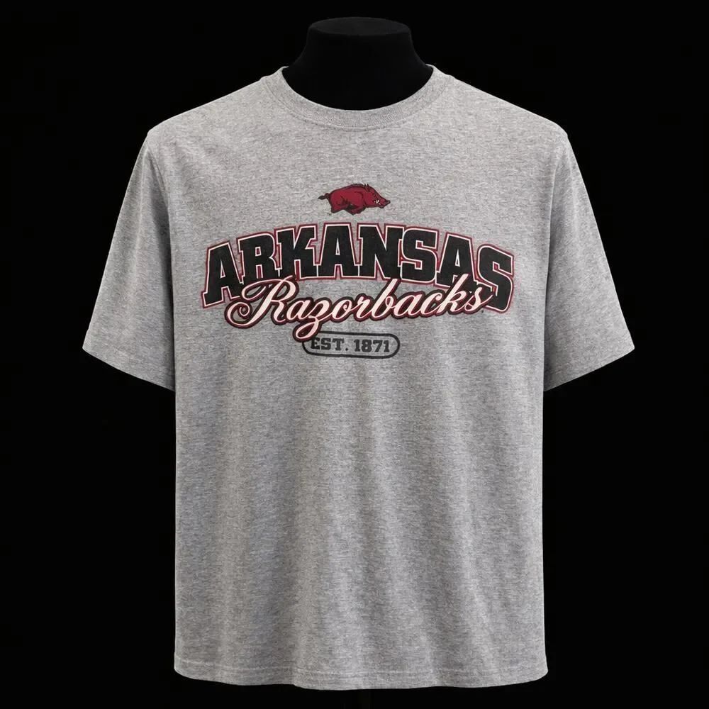 VTG Footlocker Arkansas Razorbacks Gray Foot Locker Graphic Tee Shirt XXL